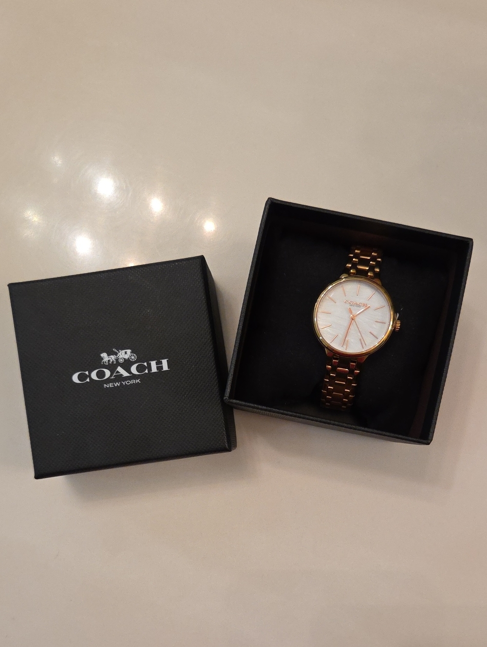 Coach Gold-Tone Women's Bracelet Watch with White Dial